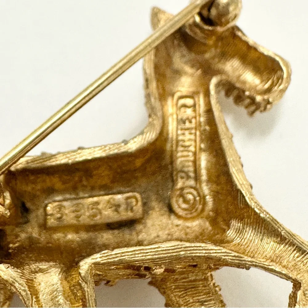 BOUCHER Vintage Gold Tone Terrier Dog Brooch Pin Signed
